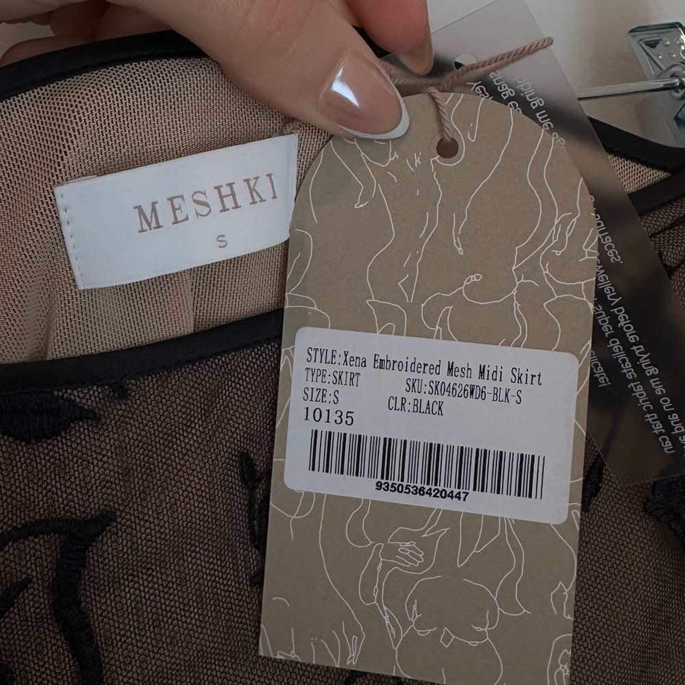 NWT Meshki Xena Embroidered Mesh Midi Skirt - Black - Picture 5 of 7